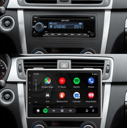 Universal 1-DIN bilstereo med 10,1" QLED-skærm | CarPlay | Android Auto | Bluetooth | Linux