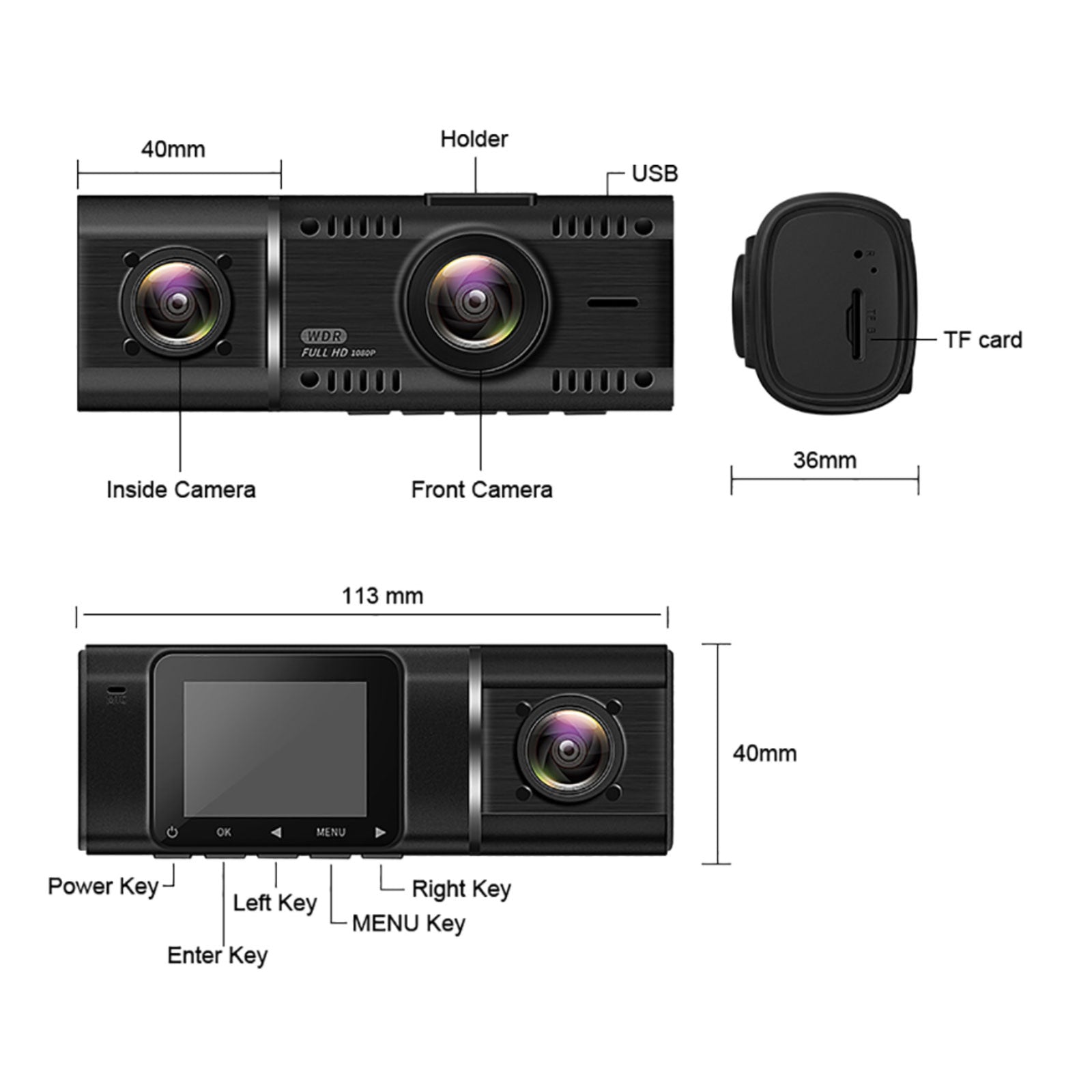 Avison Dual Dashcam tommer skærm med – Autoradioplaza