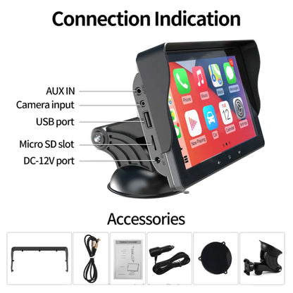 Bærbart navigationssystem med CarPlay og Android Auto | 7 tommer | Bluetooth | FM-sender | AUX