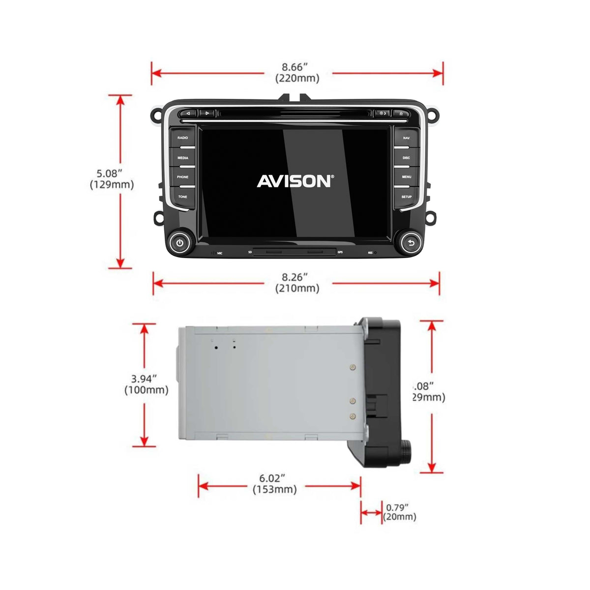Navigation til VW Seat & Skoda 7" | Carplay | Android | WIFI | DAB+ | 128GB